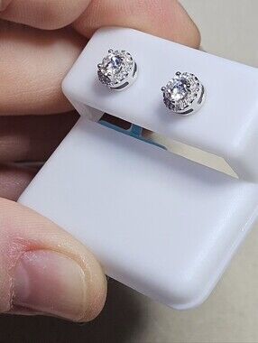 🔥 NWT Sterling Silver Moissanite Halo Stud Earrings VVS 0.59 CTW